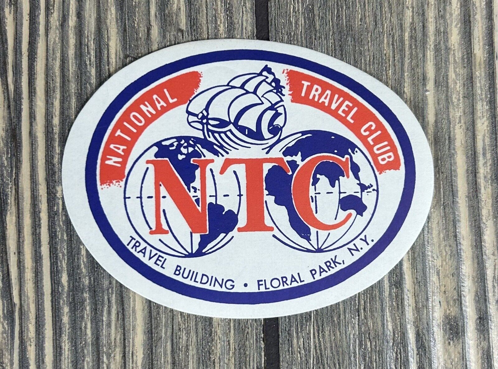 VTG National Travel Club NTC Floral Park NY Travel Building Round Paper 3.25”