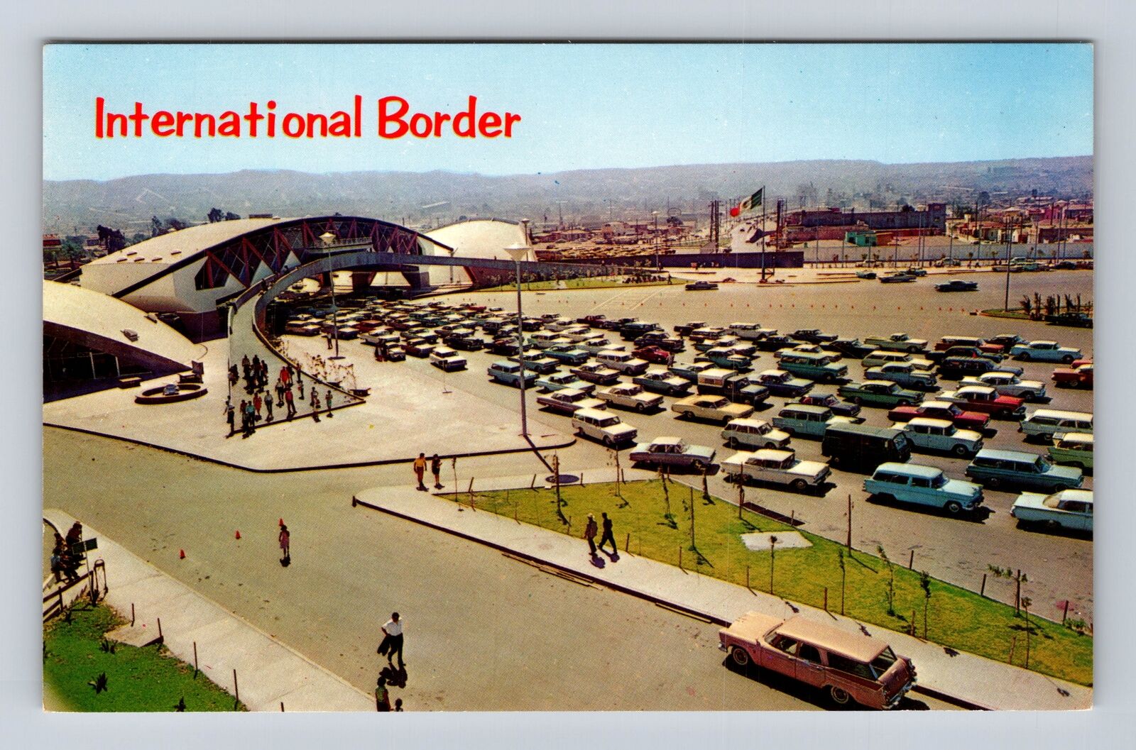 Tijuana Mexico, Aerial View Of The International Border, Vintage Postcard