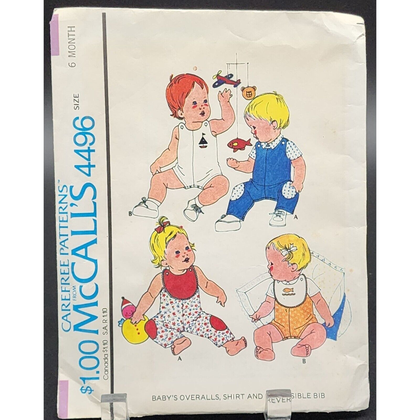 Vintage 1975 Pattern McCall\'s 4496 Baby Overalls Shirt 6 Months Factory Folded