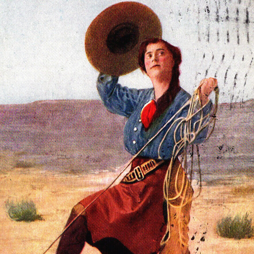 Vintage 1910 Bravo Woman Matador Cowgirl Bull Wild West Western Postcard