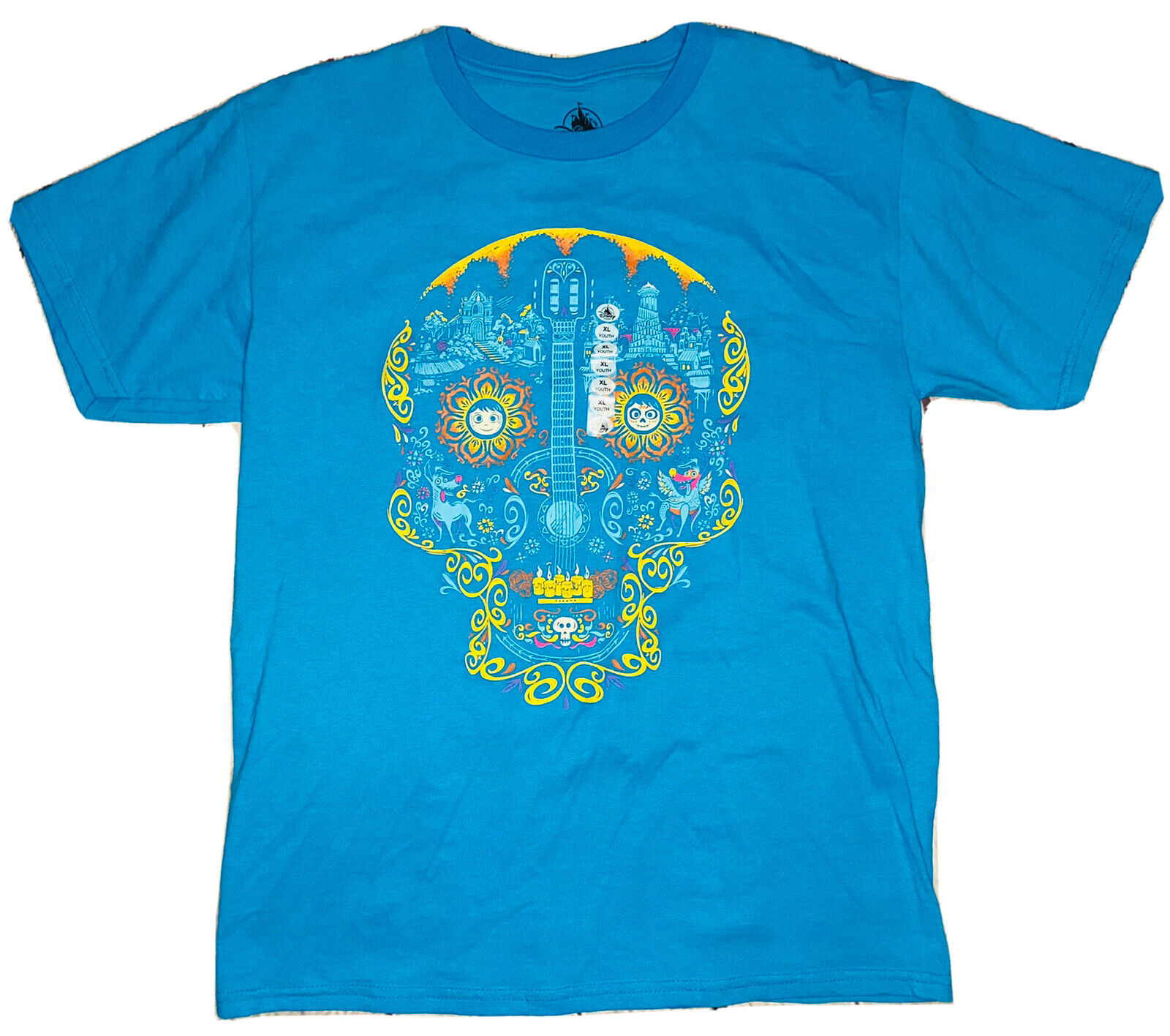 *NWOT* Disney Parks Pixar COCO Sugar Skull Blue Youth Shirt; Size XL