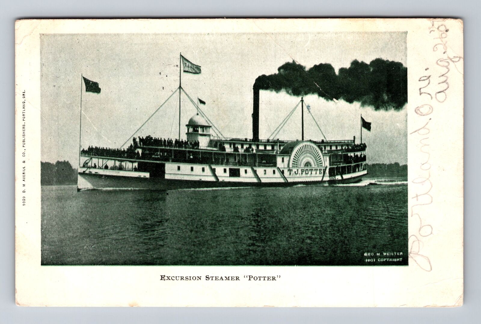 Excursion Steamer Potter, Ship, Transportation, Antique, Vintage c1907 Postcard