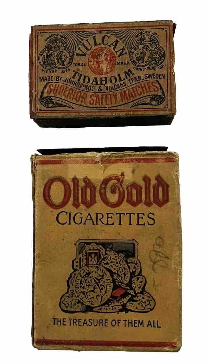 1930’s Old Gold Cigarettes NO. 71 & Vulcan Matches Trick Packages No Keys (K)