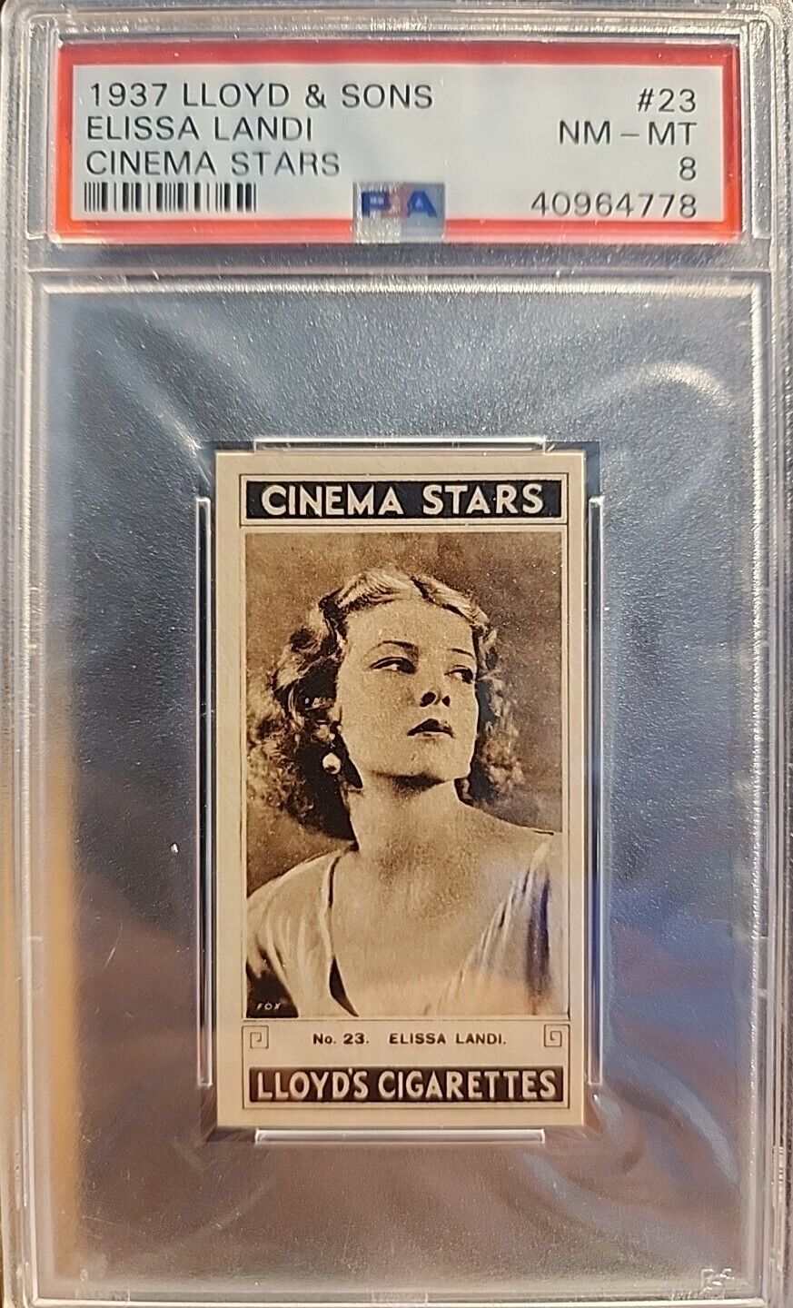 1937 LLOYD & SONS #23 ELISSA LANDI CINEMA STARS PSA 8 NM-MT