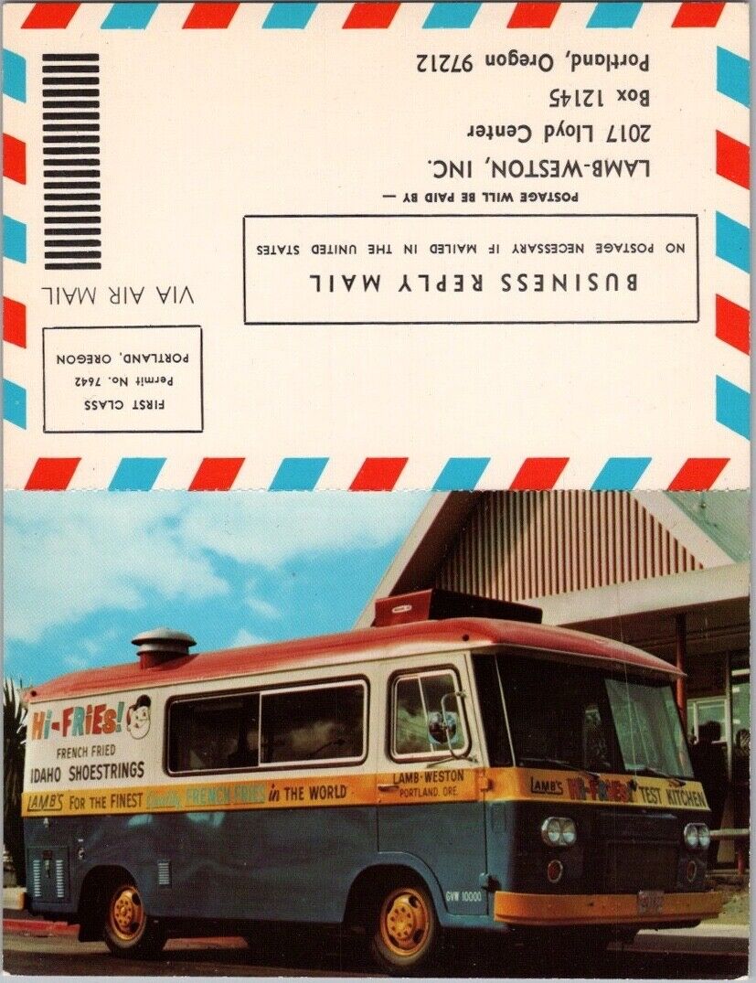 c1960s FOOD TRUCK Advertising / 2-Panel Folding Postcard \