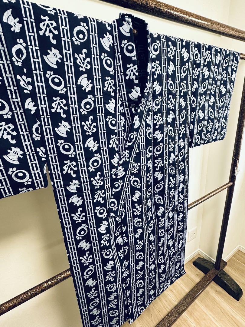 Japanese Men\'S Genuine Dyed Yukata Summer Long Clothes Kimono 120 Single 