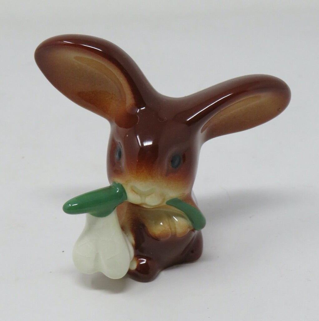 Vintage Goebel Brown Rabbit With Snowdrop Flower Long Ear Bunny Figurine