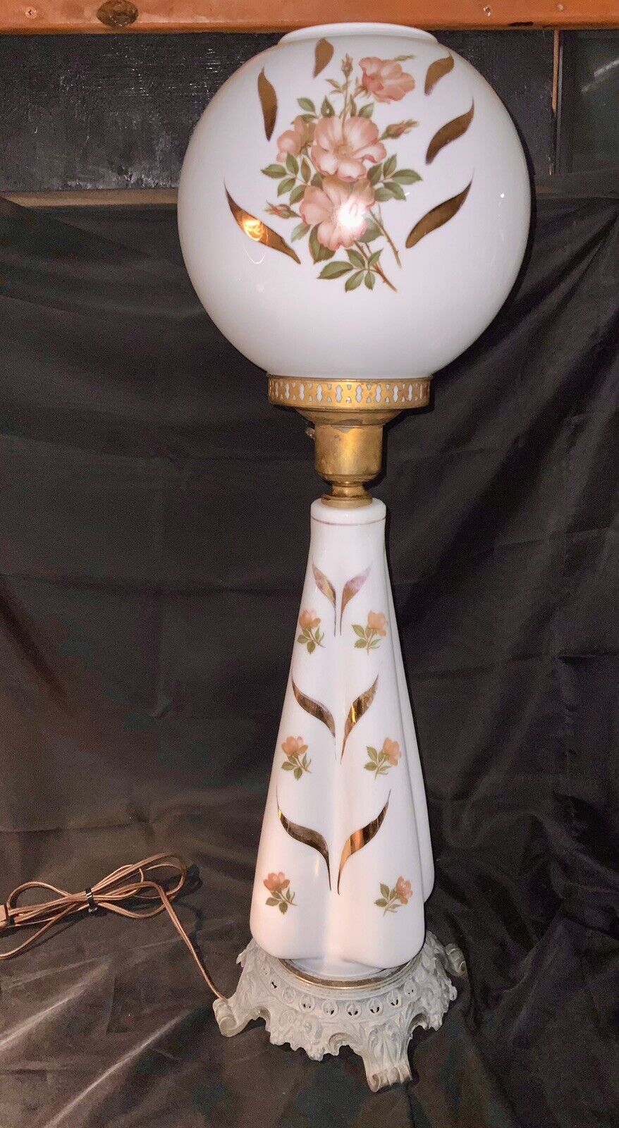 Vintage RARE ATOMIC TABLE LAMP GLOBE 4 LOBE PYRAMID 3-WAY💡💡💡