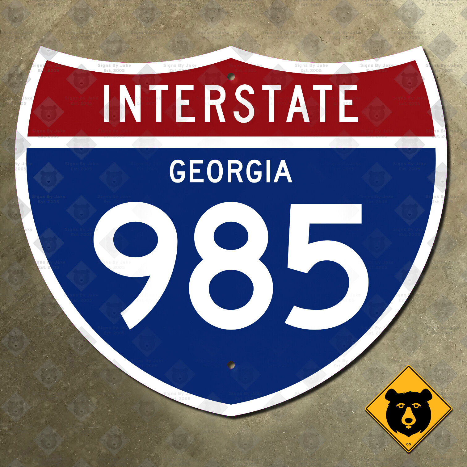 Georgia Interstate 985 route highway road sign Gainesville Suwanee 1961 12x10