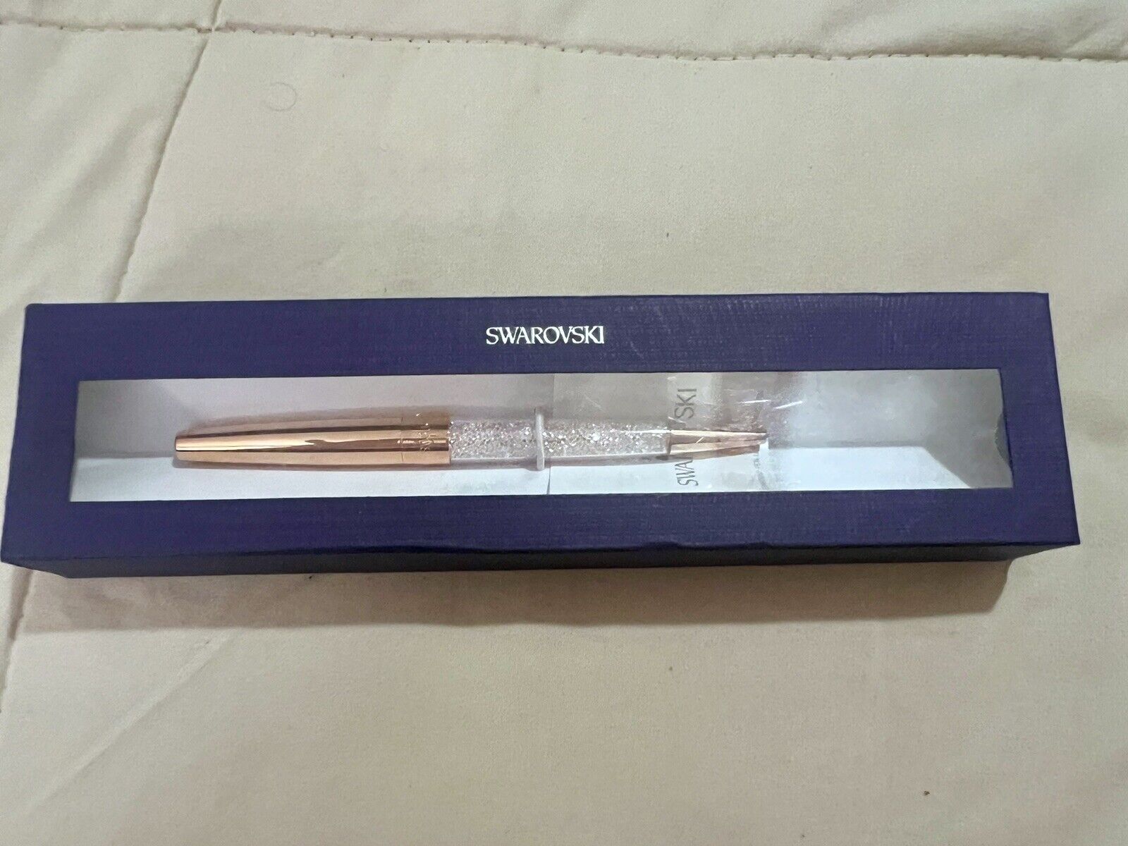 New 100% SWAROVSKI Brand Gold Crystal Shimmer Ballpoint Pen Black Ink 5595669