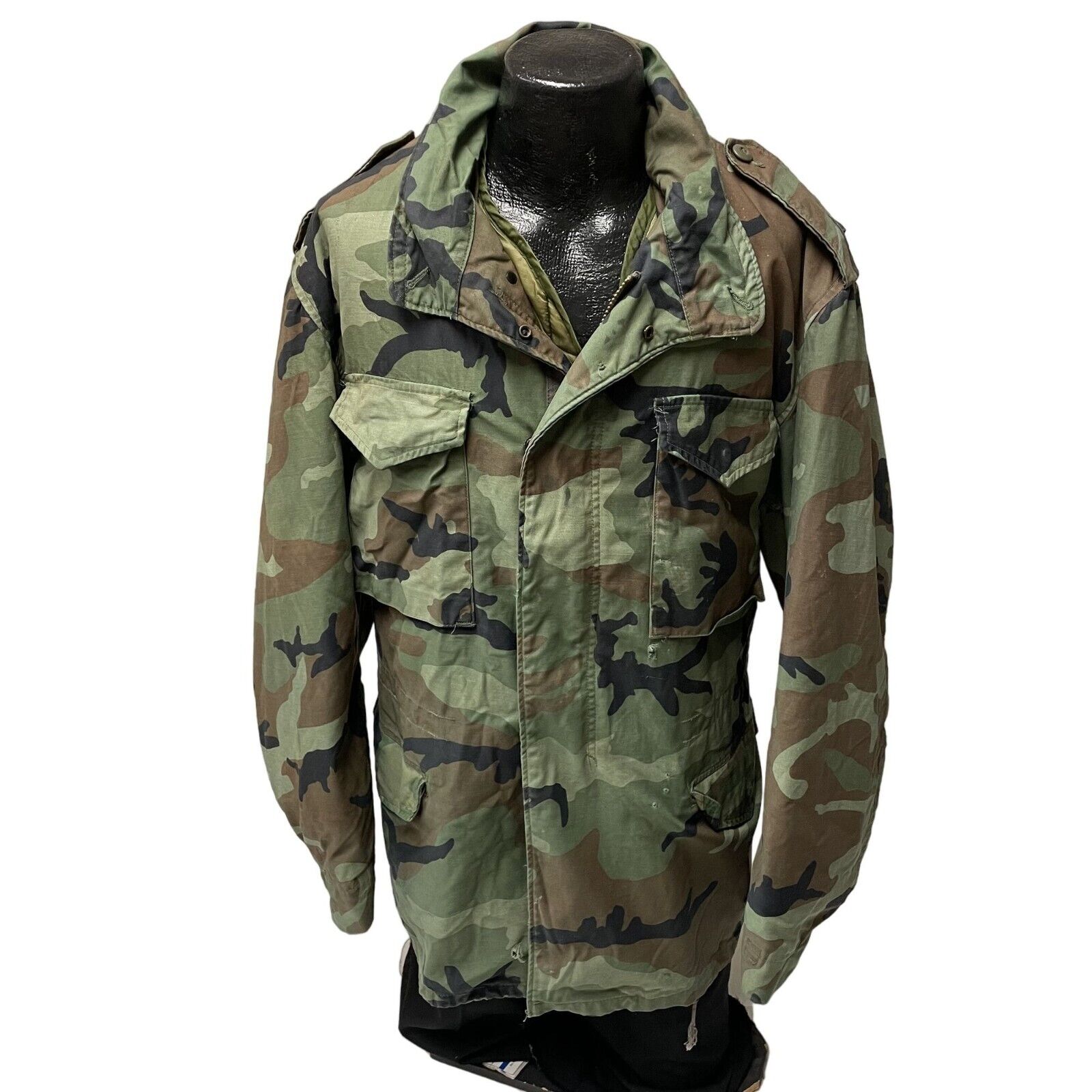 Vtg 90\'s Cold Weather FIELD Coat Military CAMOUFLAGE Camo Lined Combat Jacket XL