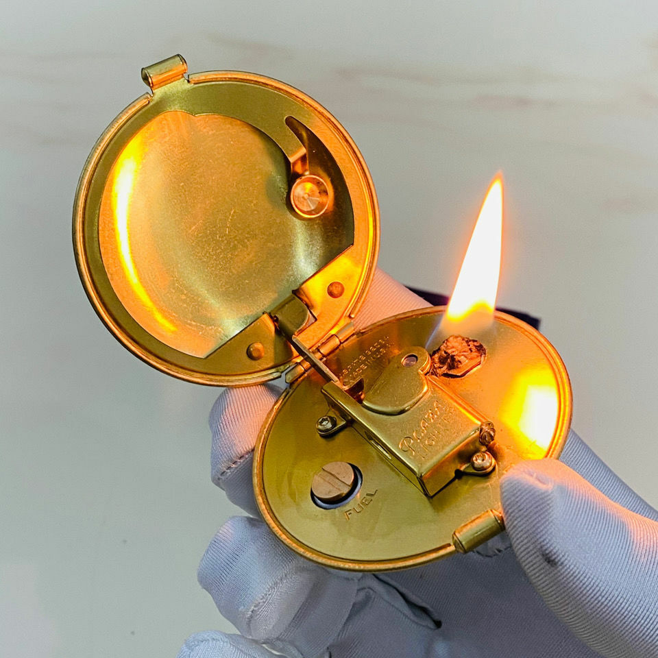 Brass Hand Carved Lighter 1935 Powder Machine Automatic Antique Kerosene Ligter