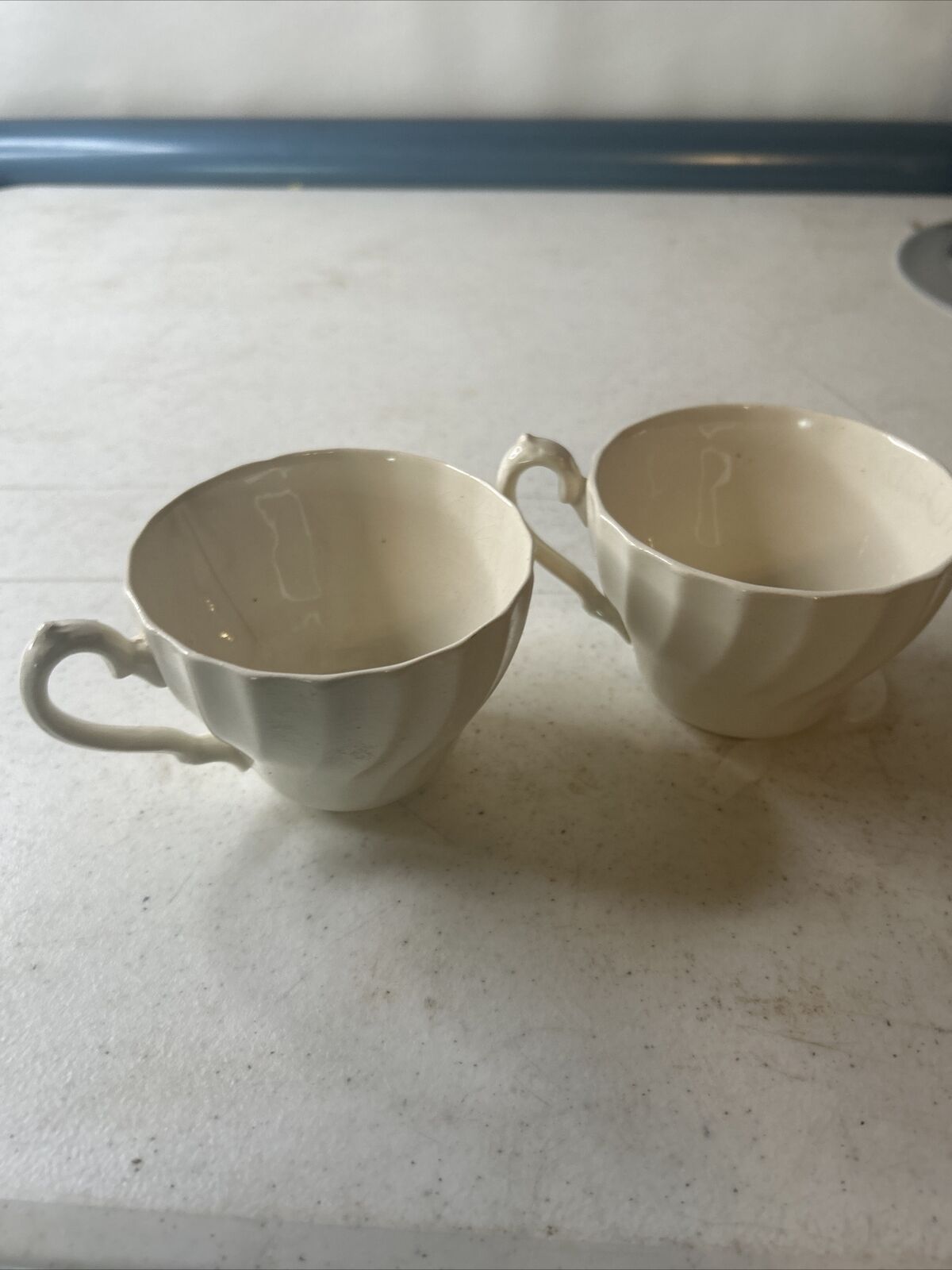 Pair Of Vintage Moytt White China Cups Made In England 