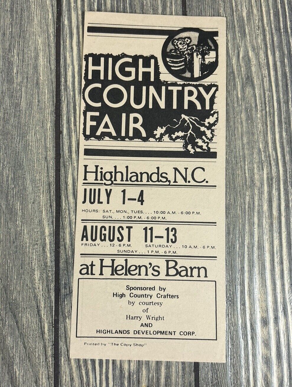 Vintage High Country Fair Highlands NC Advertisement Brochure