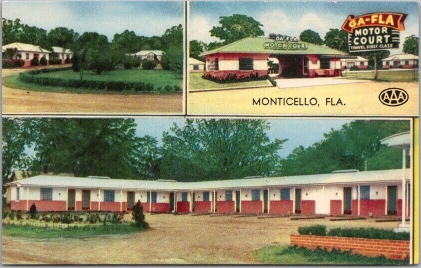 Vintage MONTICELLO, Fla. Postcard \