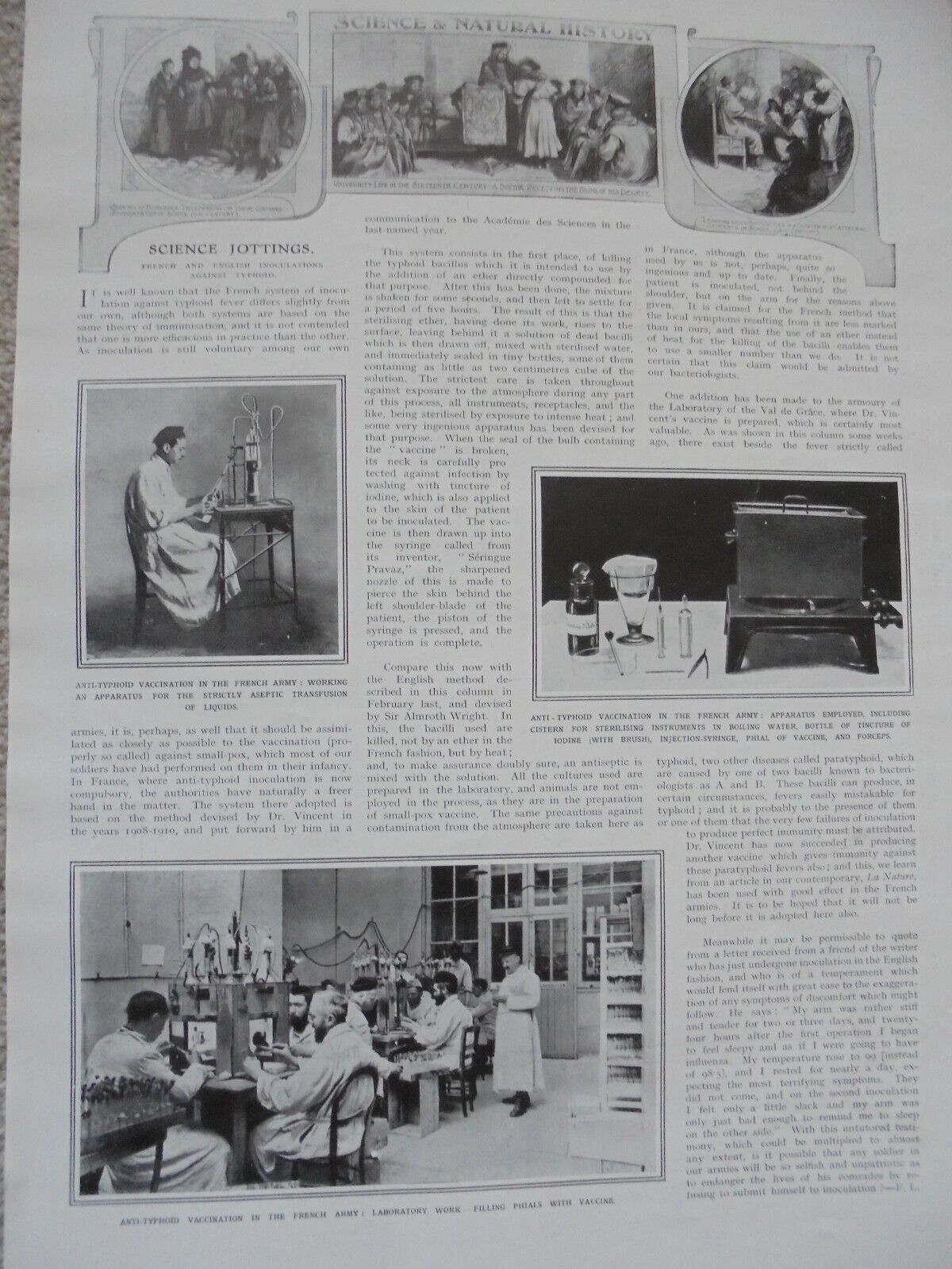 Photo article French and English inoculation against Typhoid 1915 ref AD