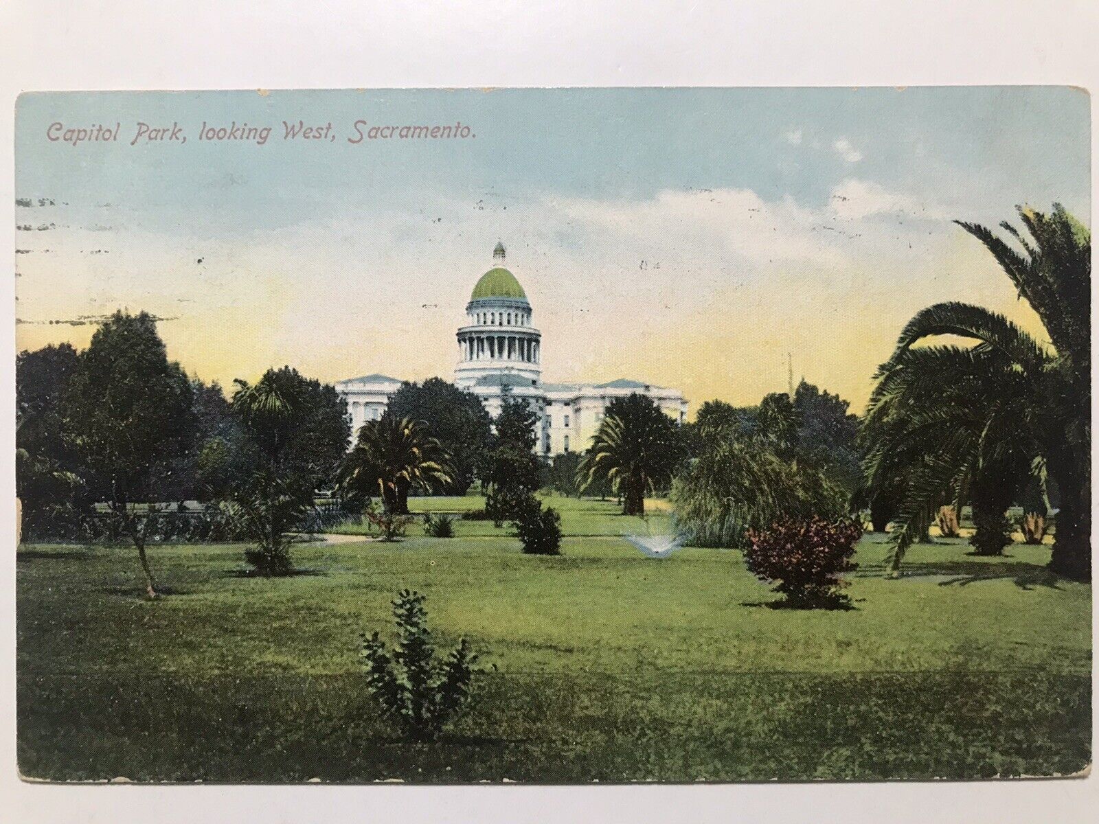 1908 Capitol Park Looking West Sacramento California Divided Back Postcard