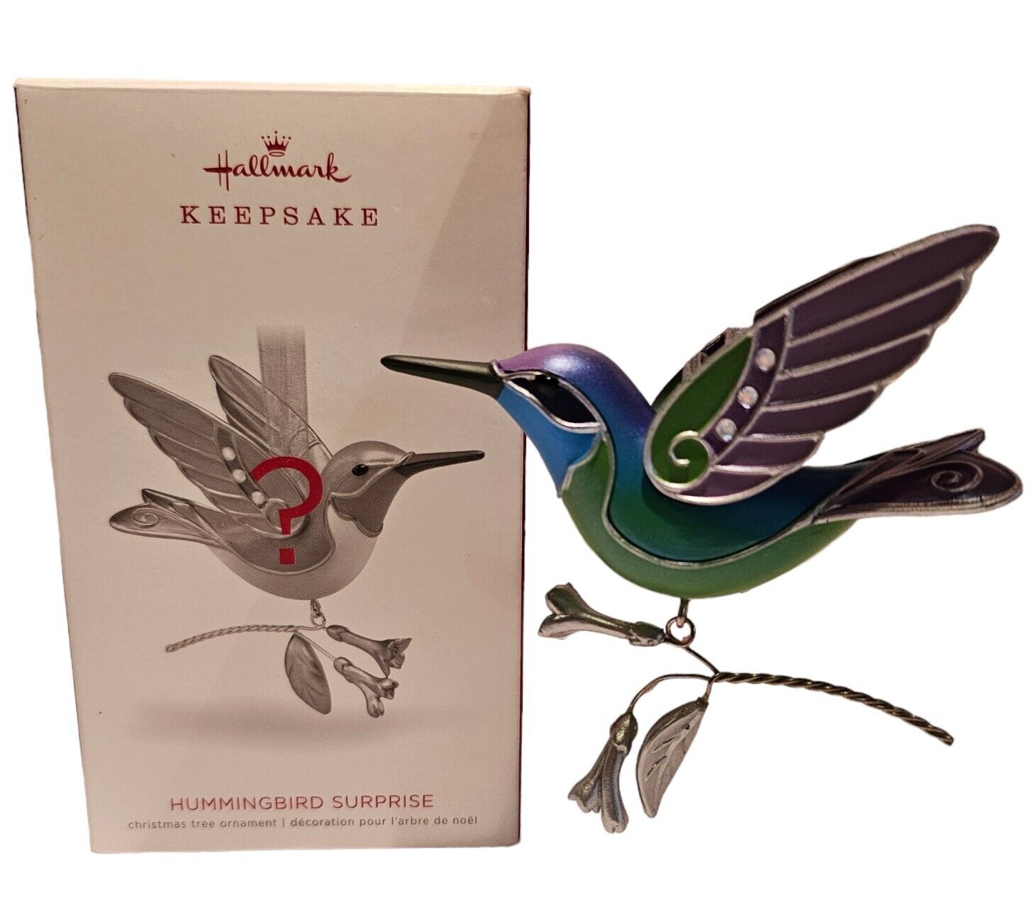 2018 Hallmark Hummingbird Surprise Blue Green Bird Christmas Ornament - Repaint