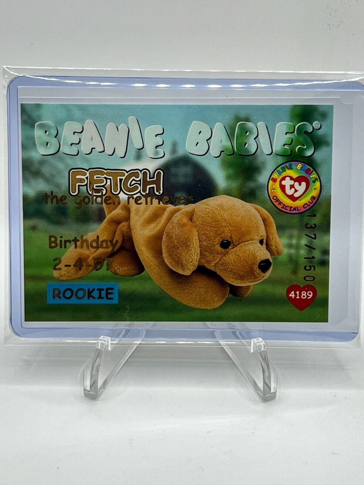 TY Beanie Babies Trading Card, Birthday S1, #33 Fetch GOLD # 137/150 Rookie