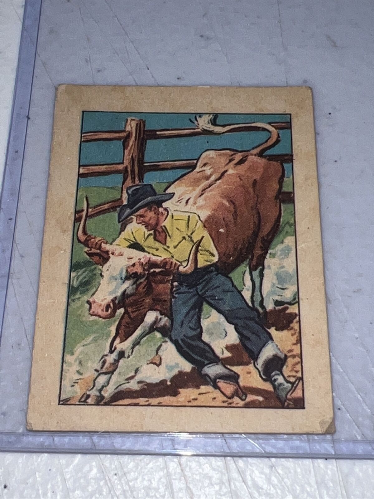 1951 Post Cereal Hopalong Cassidy Bull Dogging a Steer #8 2u3