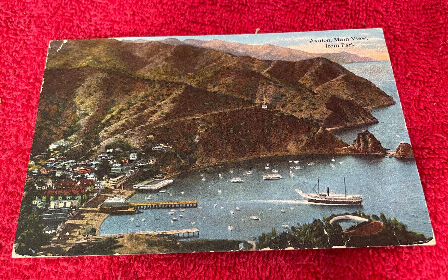 Postcard CA Catalina Island Avalon Main View From Park 1922