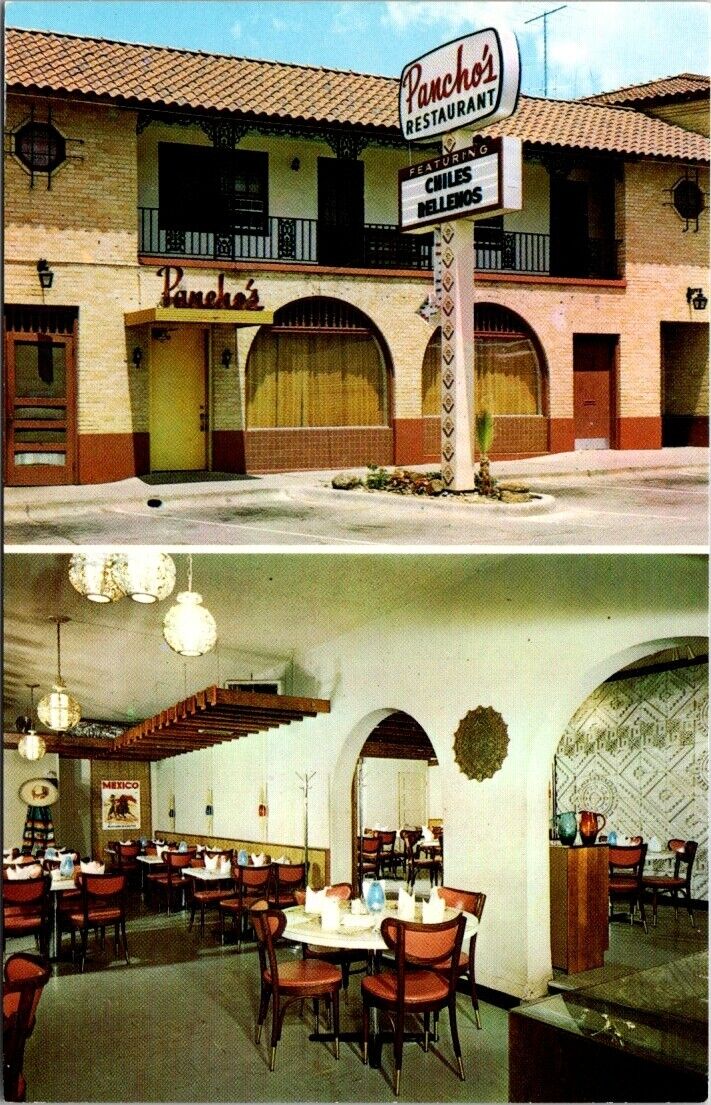 Dallas TX Pancho's Mexican Restaurant Interior Dual View Texas postcard NP6