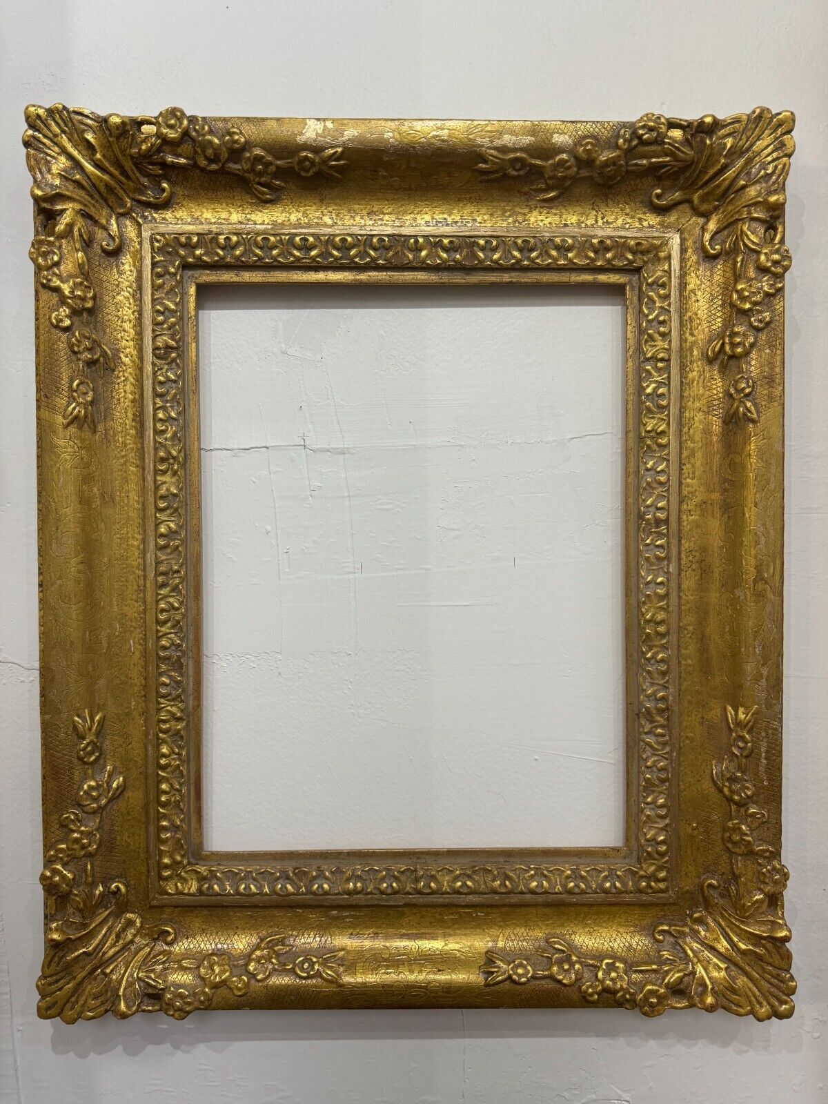 Real Gold Gilted Frame antique old aged vintage baroque ornate 13.75 x 18 inches