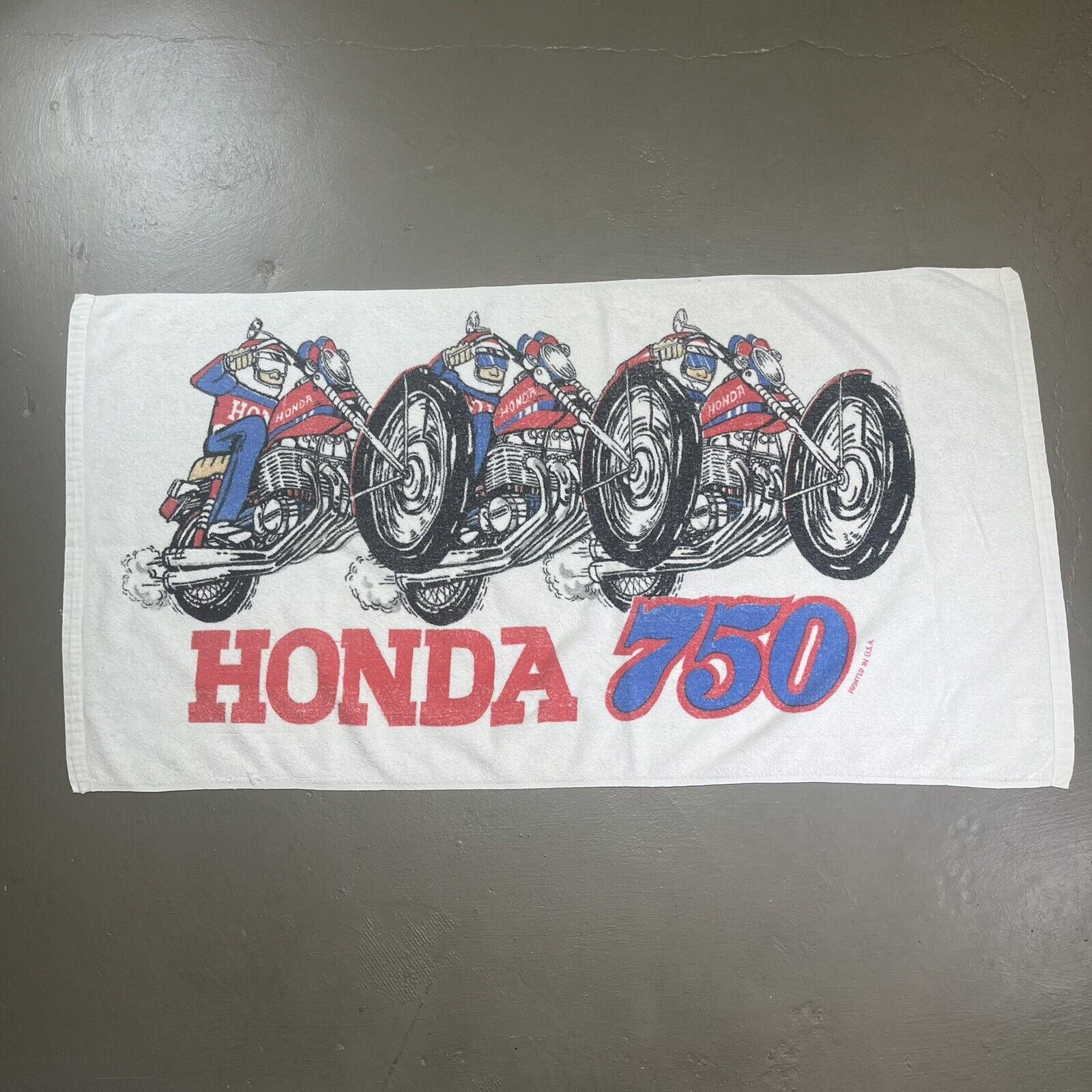 Vintage Honda Motorcycle Beach Towel 750 Large Cotton 80s Banner Art Motocross