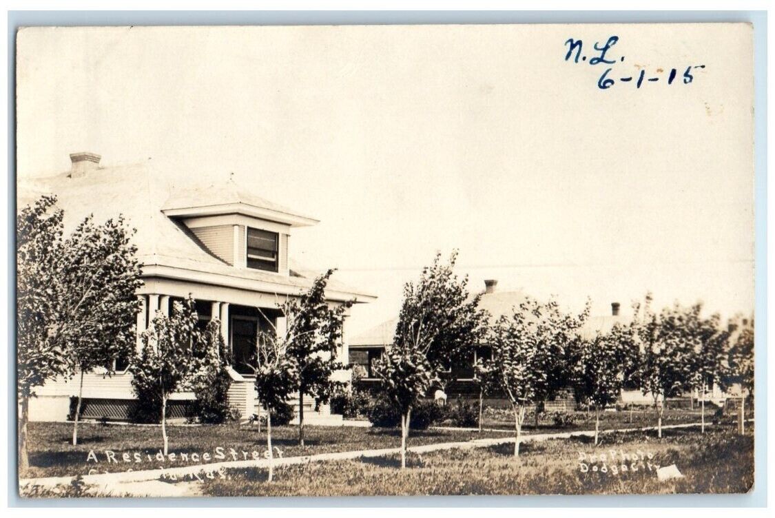 1915 Residence Home Street View Garfield Kansas KS RPPC Photo Posted Postcard