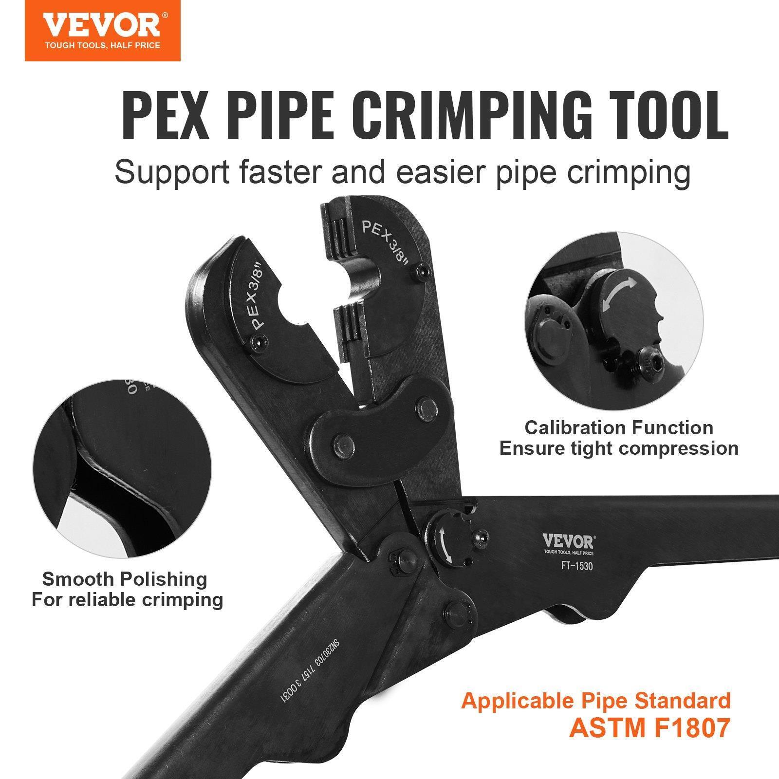 VEVOR PEX Pipe Crimping Tool Kit, Pro Press Crimper for 3/8\