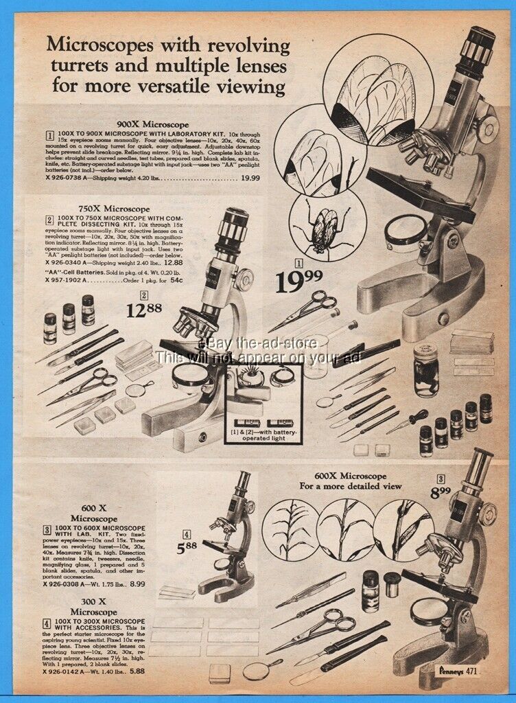 1969 Gilbert Microscope Graduate Turret Specimen Family Teen Photo Print Ad