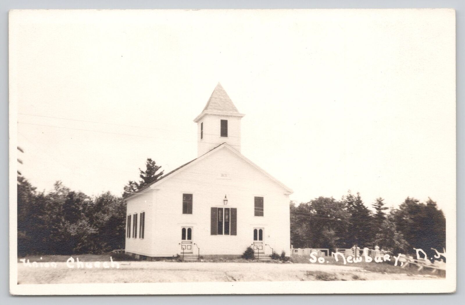 Postcard RPPC Union Church South Newbury New Hampshire