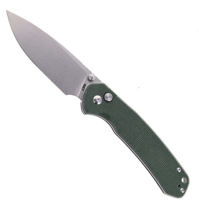 CJRB Large Pyrite Folding Knife Green Micarta Handle J1925L-ODG