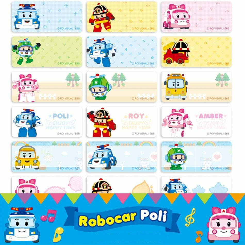 42 Personalized Kids School Name Stickers Name Labels - Robocar Poli Mini