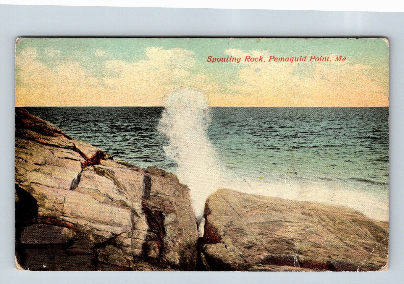 Pemaquid Point ME, Spouting Rock, Surf, Shoreline, Maine Vintage Postcard