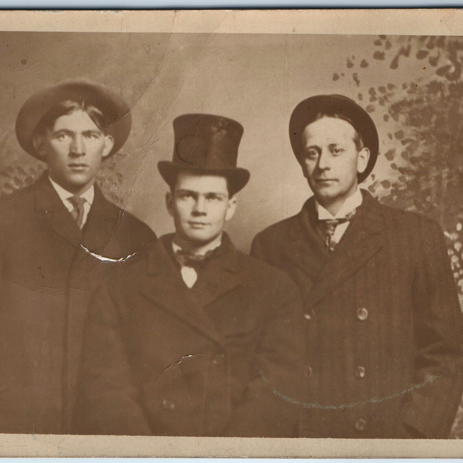 c1910s Denver, CO Group Men Friends RPPC Cool Top Hat Gangsters Real Photo A259
