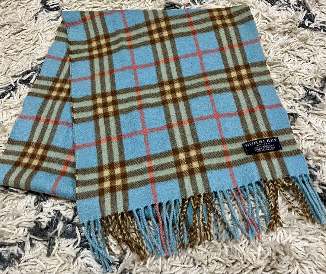 BURBERRY LONDON Burberry cashmere scarf, checkered blue