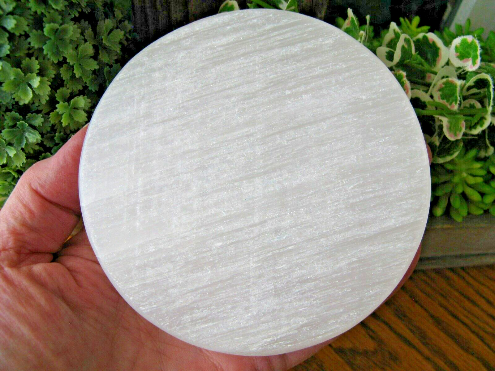 New Big & Chunky Polished Natural Shimmer Frosty White Selenite Crystal Coaster