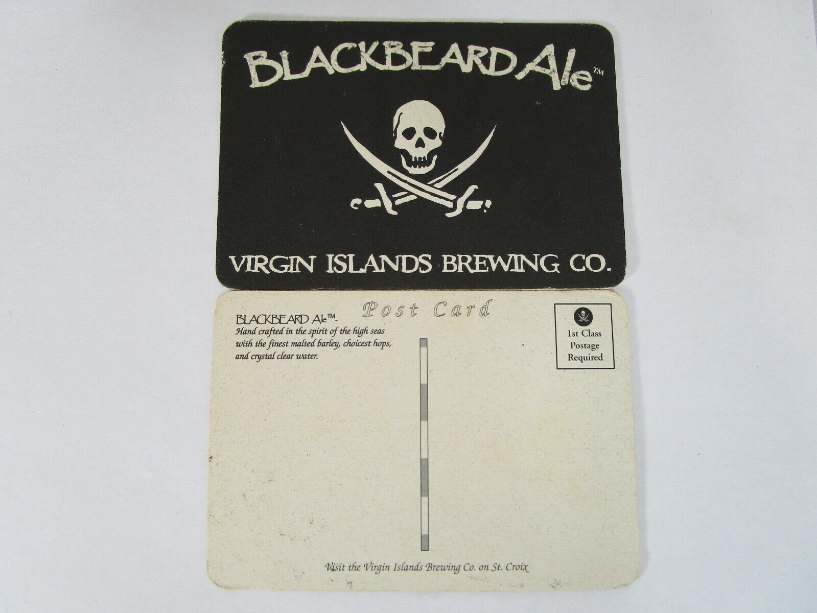 Blackbeard Ale Virgin Islands Brewing Postcard Coaster Restaurant Beer Pub Bar