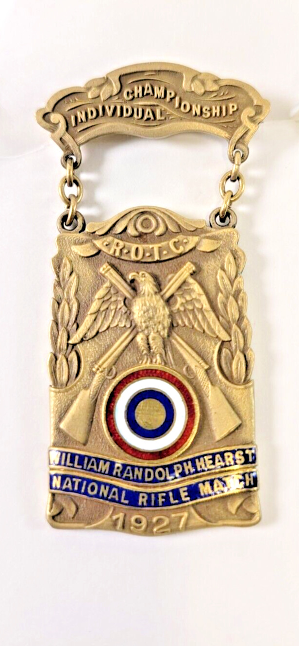 Rare Pre WWII W. Randolph Hearst Medal Army ROTC Rifle Match Medal Pin c. 1927