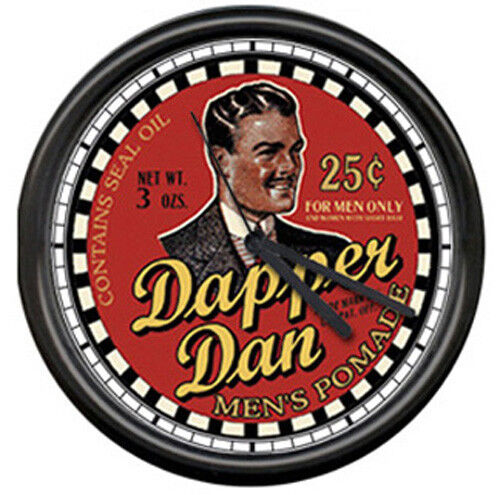 Dapper Dan Barber Shop Hair Pomade Sign Wall Clock