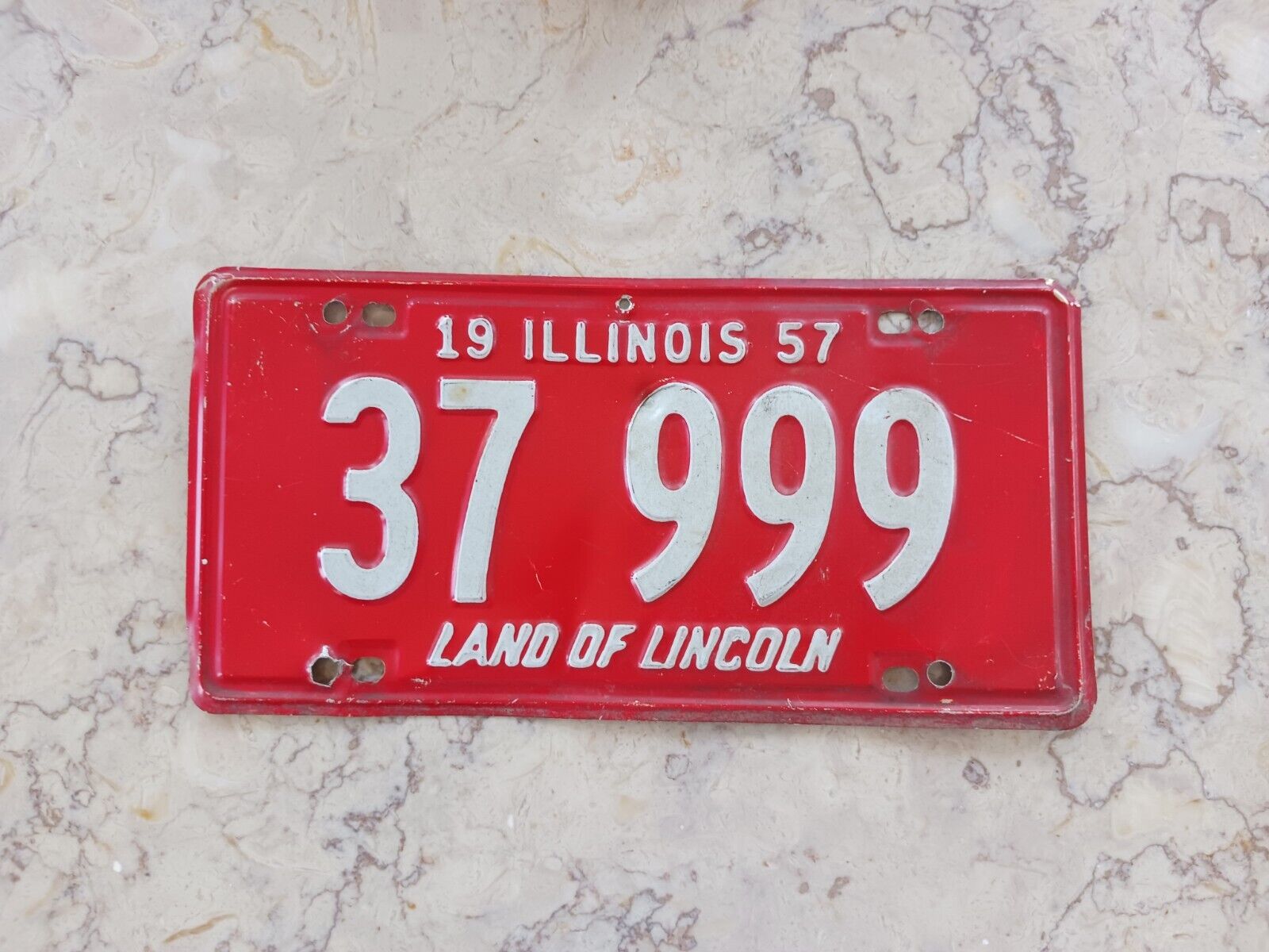 1957 Illinois Auto Car Truck Vehicle License Plate 37 999
