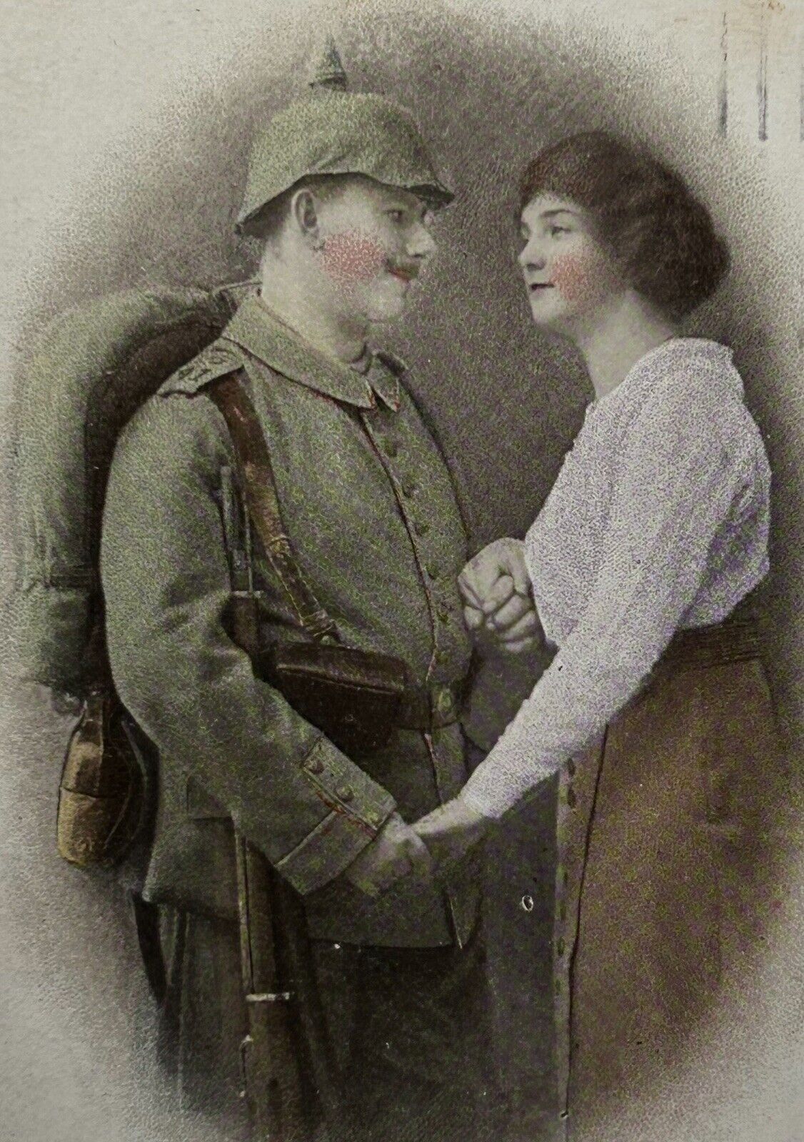 German WW1 Feldpost “Love Me As I Love You” 1916 Soldat In Uniform w/ Fräulein