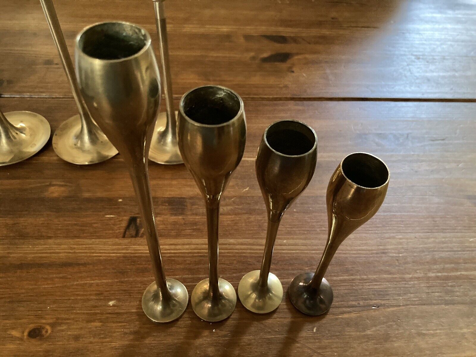 Vintage-solid Brass - Candle Holders - 9”, 8”, 7” And 6”