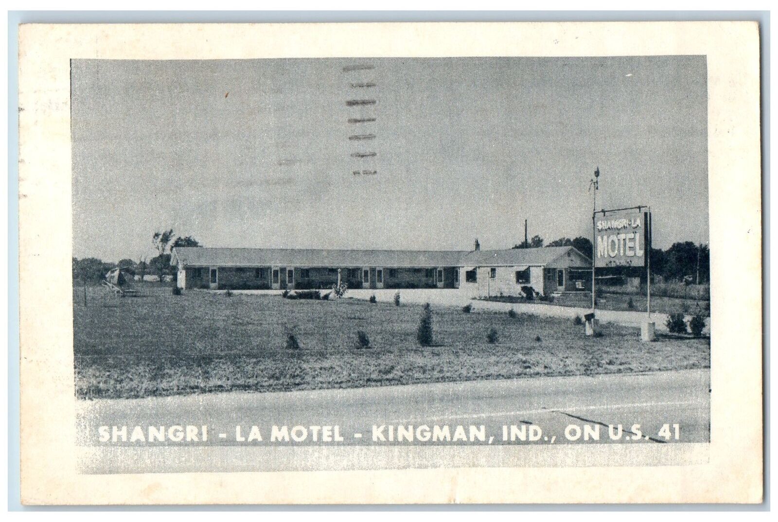 Kingman Indiana IN Postcard Shangri-La Motel Roadside Scene Signage 1964 Vintage