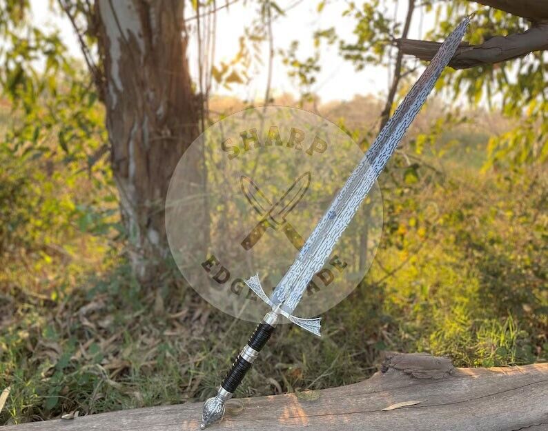 Dark Sister Sword, Handmade Damascus Steel Sword, Blackfyre Sword with Sheath
