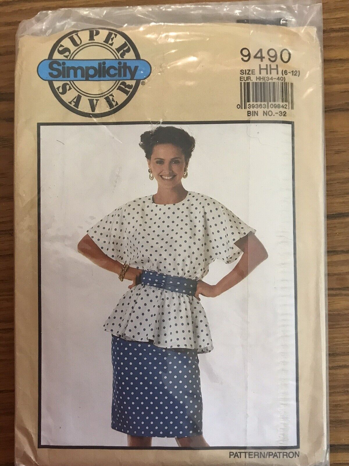 Simplicity 9490 Misses Petite Two Piece Dress Size HH 6-12, 1989