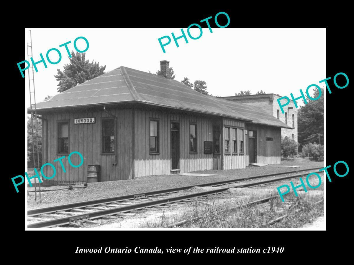 OLD 8x6 HISTORIC PHOTO OF INWOOD ONTARIO CANADA THE RAILROAD STATION c1940