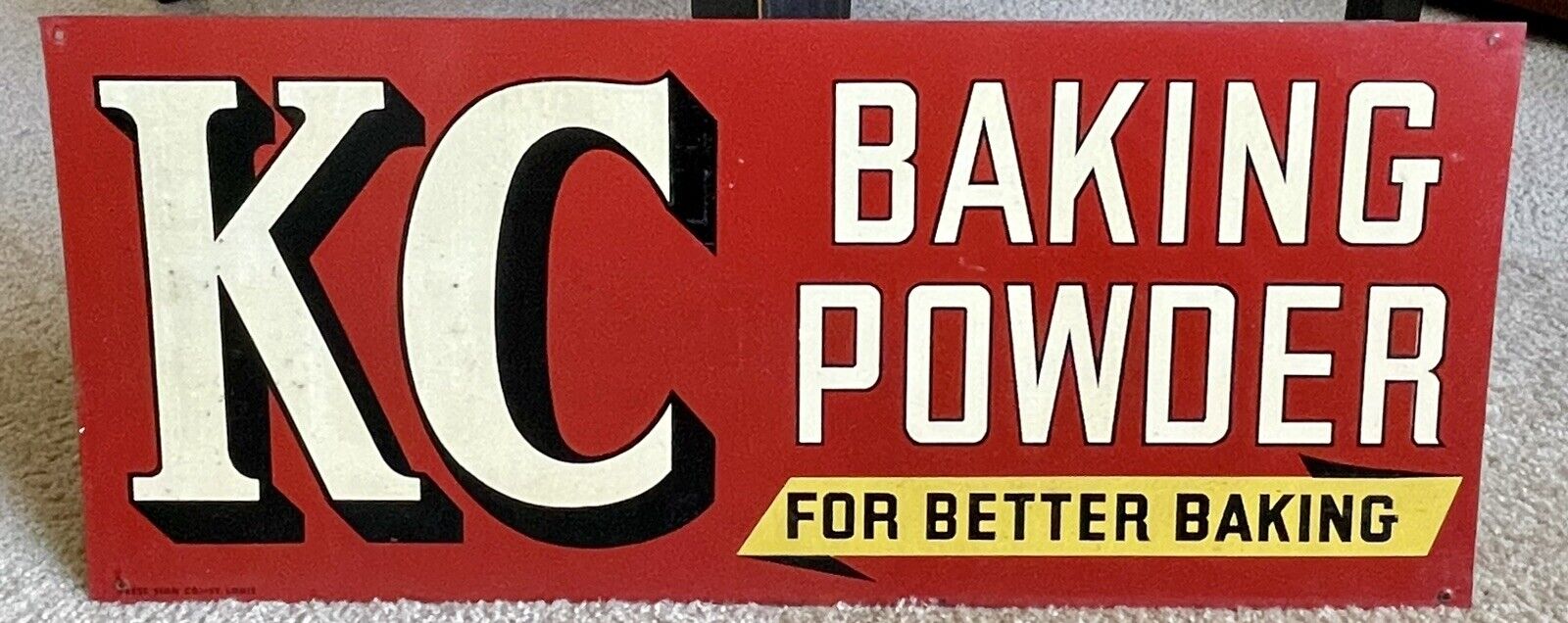 Vintage KC Baking Powder Advertising Sign Two-Sided Good Condition Displays Well