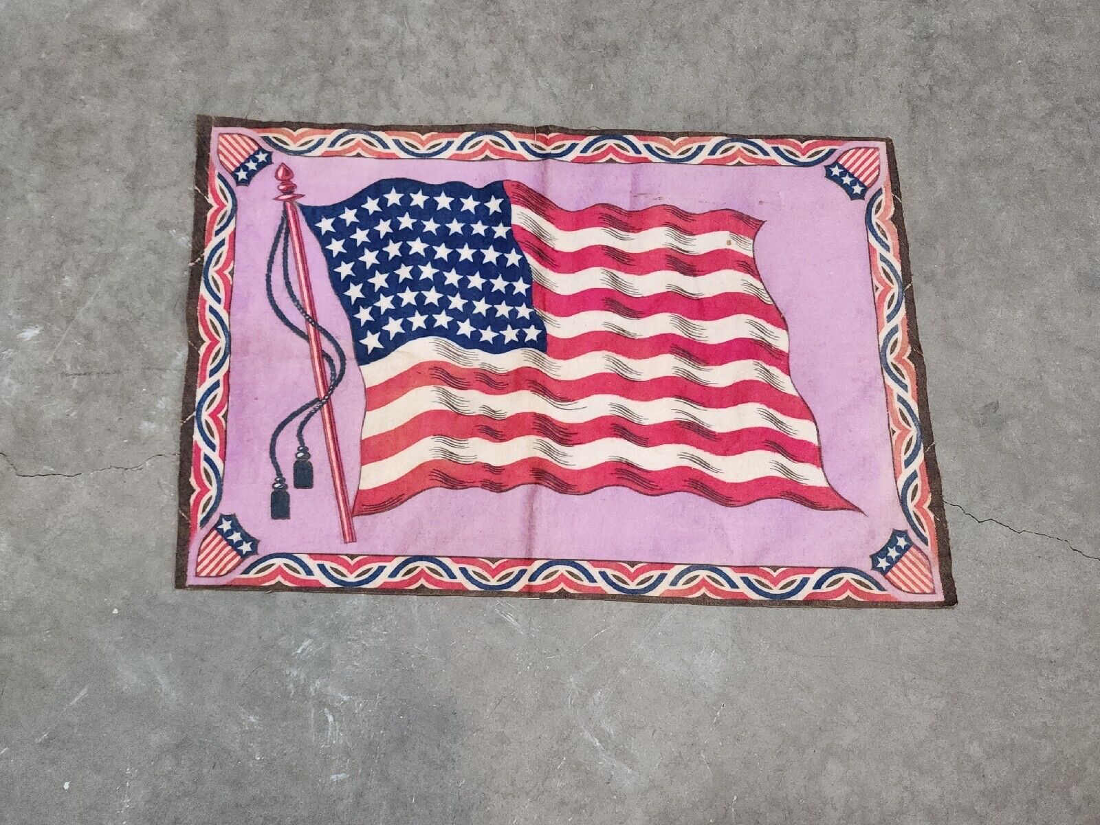 VINTAGE 15X12 UNITED STATES OF AMERICA FLAG CLOTH